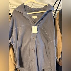 Joah Brown Slate Blue Oversized Button-Down